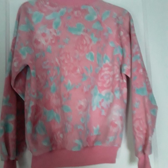 Krackerjacks Designer Vintage Sweater Pink Roses Long sleeves Size Med - Picture 4 of 4